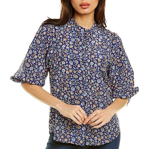 J. McLaughlin Tops - J. McLaughlin Sherry Mini Secret Garden Floral Print Blouse Size XS
